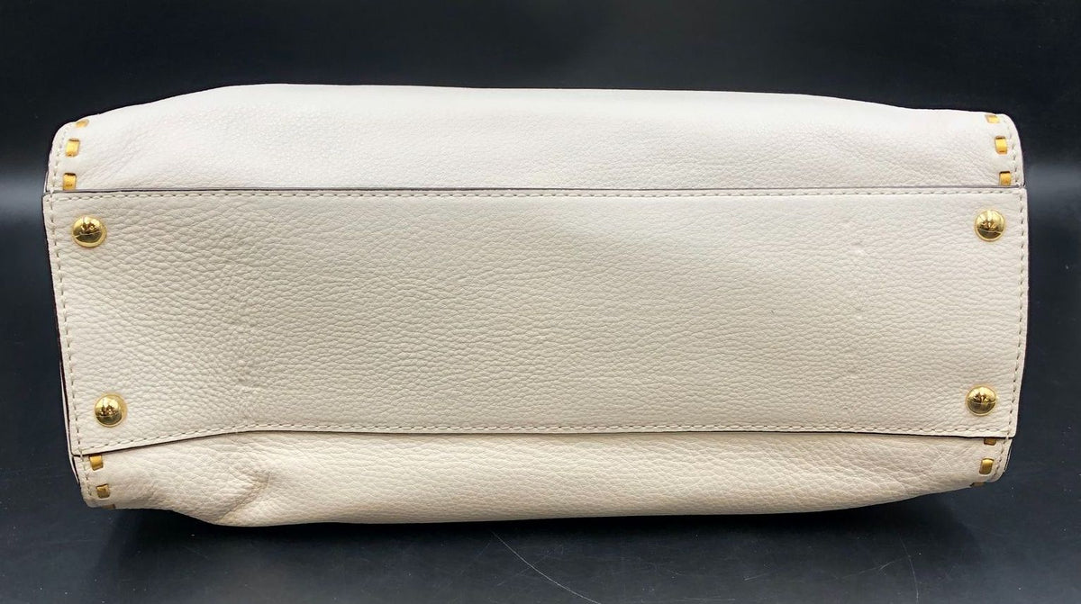 Michael Kors 'Hamilton' Cream White Pebbled Leather Tote with Gold Detail (+COA)