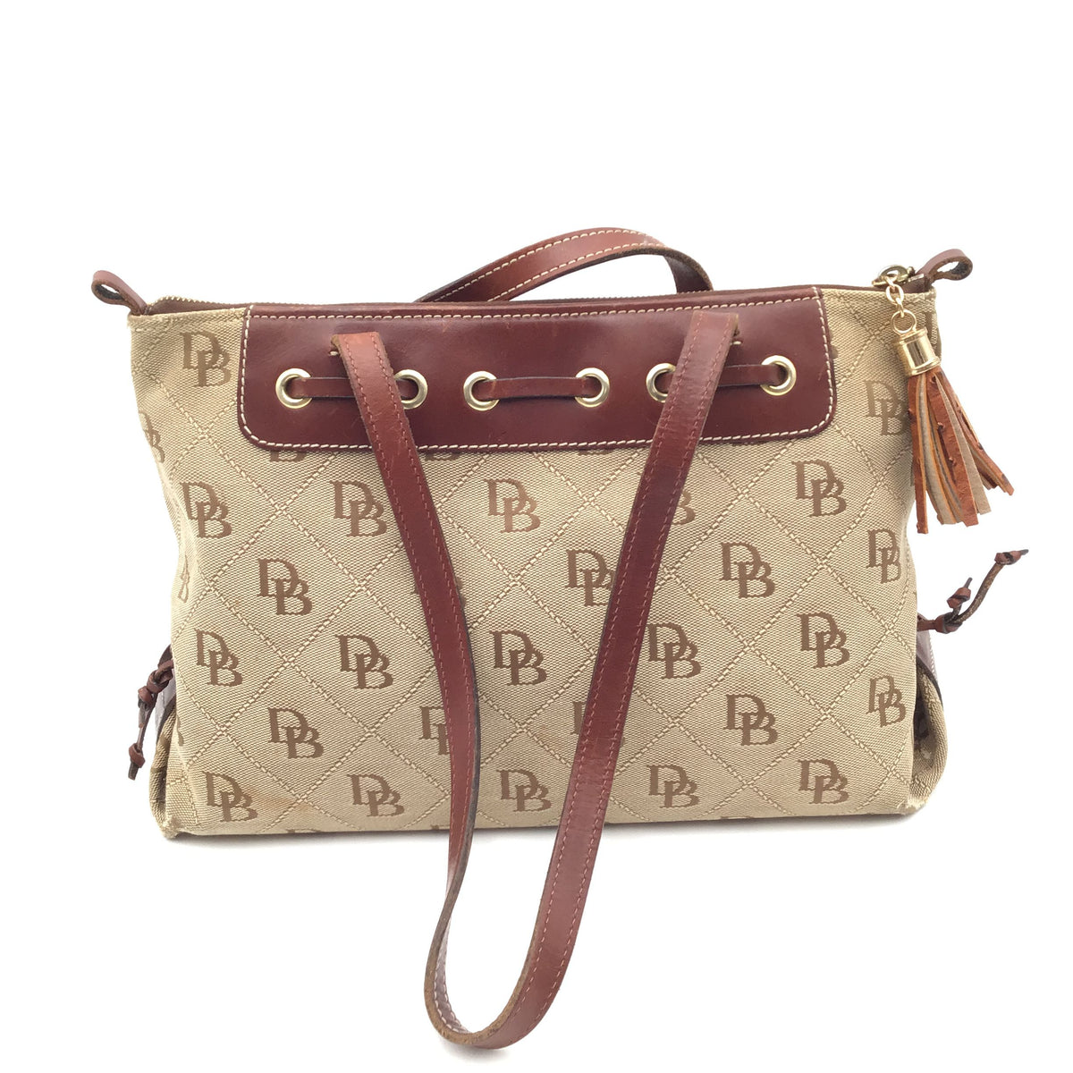 Authentic Dooney &amp; Bourke Women&#39;s Brown Luxury Monogram Tote Bag - COA Included