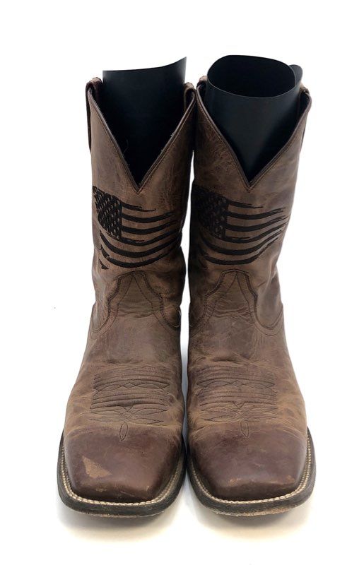 Ariat Circuit Patriot Brown Leather American Flag Western Boots Men's Size 12D