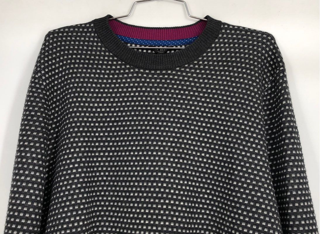 NWT Ted Baker Men&#39;s Charcoal Textured Crew Neck Sweater - Size 5