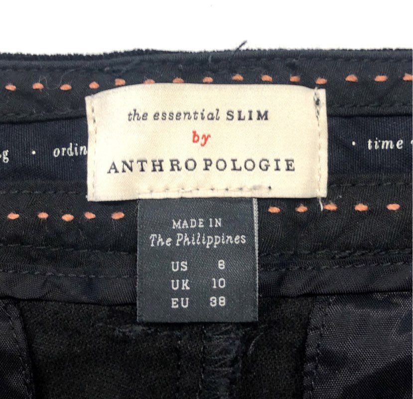 Anthropologie Women's Black The Essential Slim Seam Detail Stretch Pants Sz 8