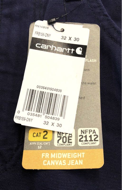 Carhartt Men's FRB159 Flame-Resistant Canvas Work Pants Navy 32x30 NWT
