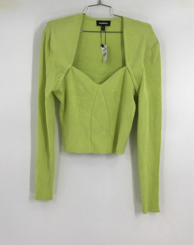 NWT Express Women&#39;s Green Ribbed Long Sleeve Pullover Sweater - Size XL