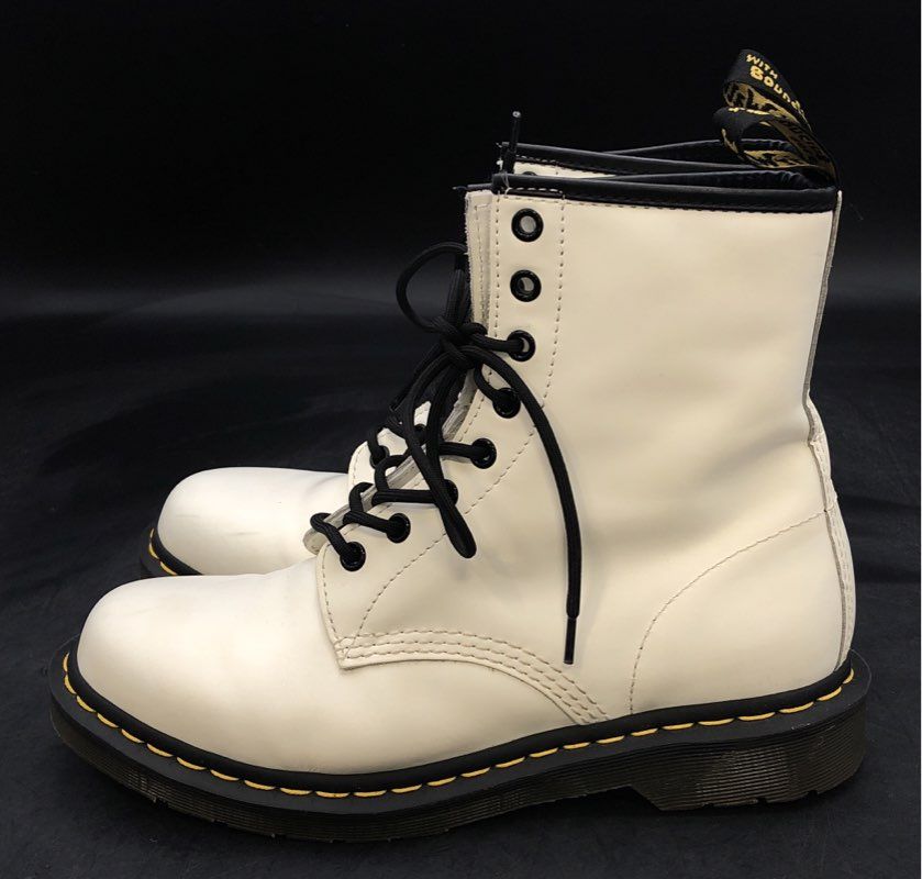 Dr Martens 1460 Pascal Zip White Smooth Leather 8-Eye Boots Womens Size 9