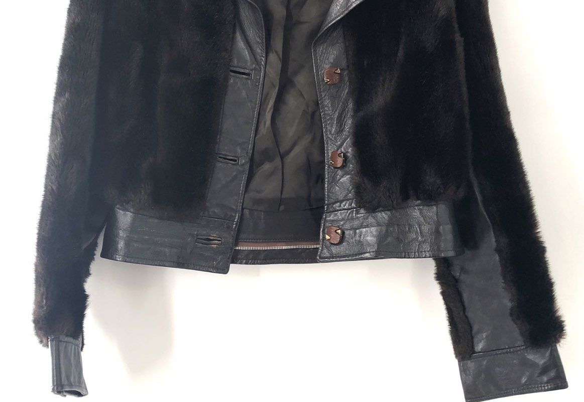 Vintage 70s Israeli Women's Faux Fur & Leather Cropped Moto Jacket Brown Sz L