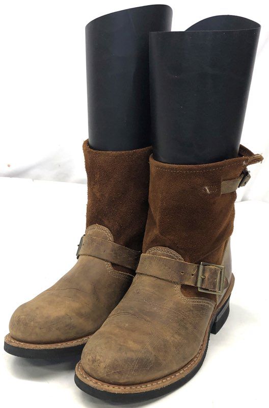 Maximed Brown Leather and Suede Biker Engineer Mid-Calf Boots Size 6 M