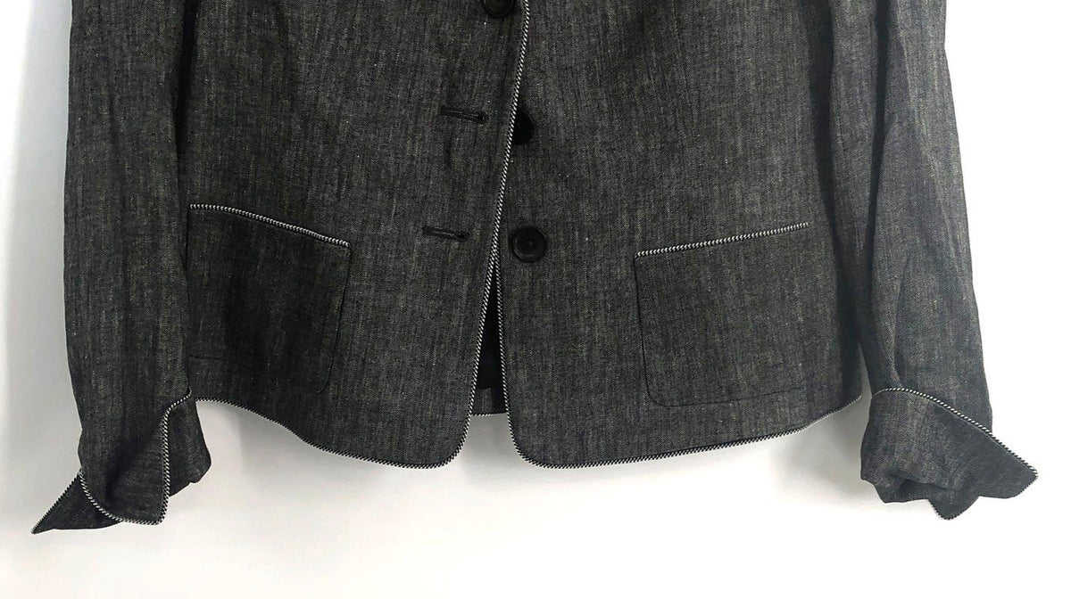 Ellen Tracy Women's Black Linen Blend Two-Button Blazer Jacket Sz 4 NWT