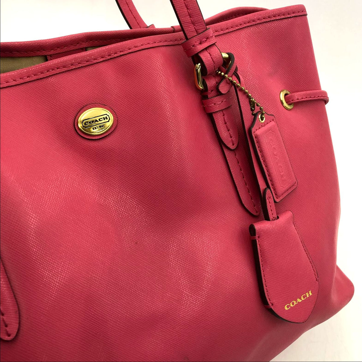 Coach F29362 'Peyton' Pink Leather Carryall Shoulder Bag w/ Gold Accents (+COA)