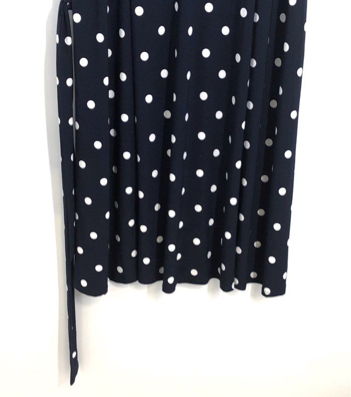 Anne Klein Women's Navy White Polka Dot Sleeveless Belted Dress NWT Sz 14