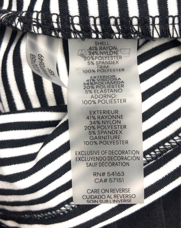 Karl Lagerfeld Paris Women's Black White Striped Pleated Hem Dress Size S NWT