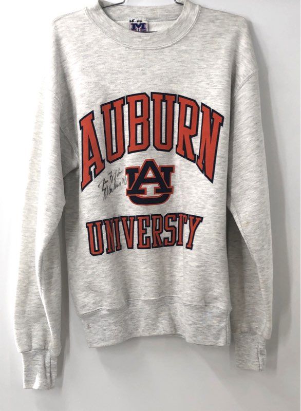 Vintage 90s MV Sport Auburn University Sweatshirt Gray Signed Terry Wilson Sz M