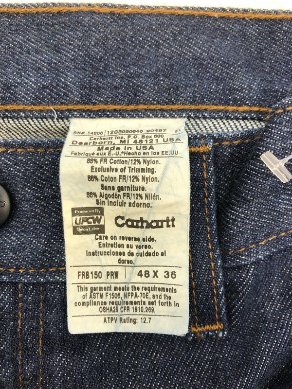 Carhartt Men's FR Flame Resistant Work Jeans Dungarees Made in USA NWT 48x36