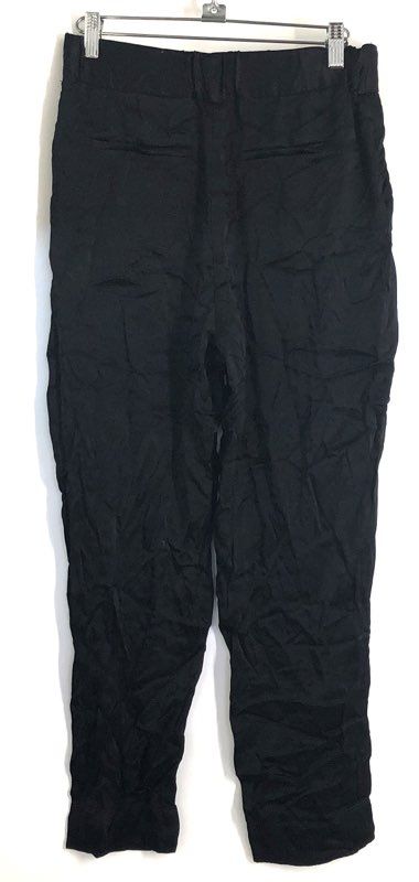 Ett Twa by Anthropologie Women's Black Viscose Pleated Tapered Pants Sz 2