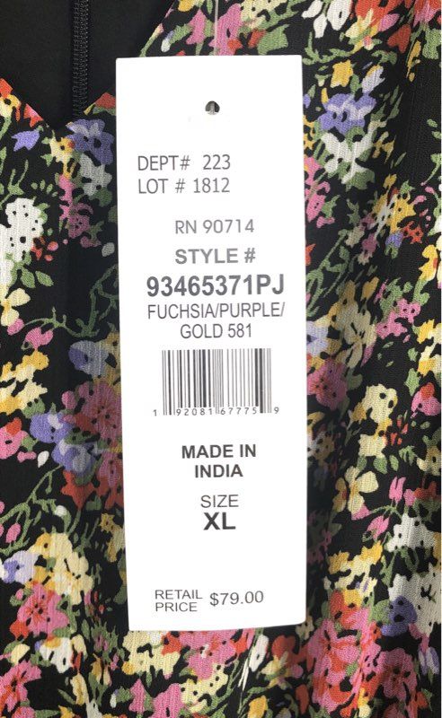 MSK Women's Black Floral V-Neck Flutter Sleeve Hi-Low Dress XL NWT