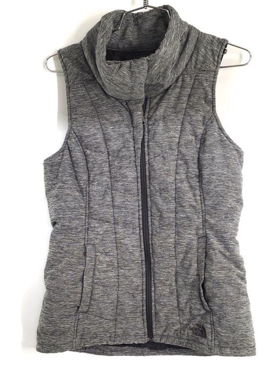 The North Face Women's Gray Heather Full Zip Quilted Insulated Puffer Vest Sz S