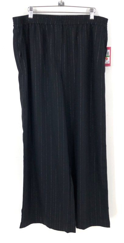 Vince Camuto Women's New Romantic Pants Black Pinstripe Wide Leg PL NWT