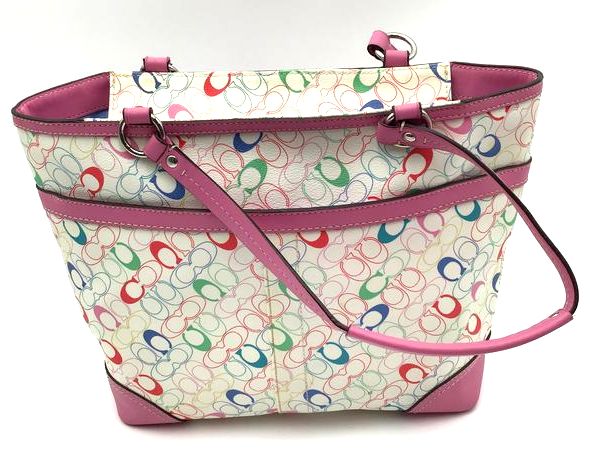 Authentic Coach Women&#39;s Multicolor Signature Print Luxury Tote Bag- COA Included