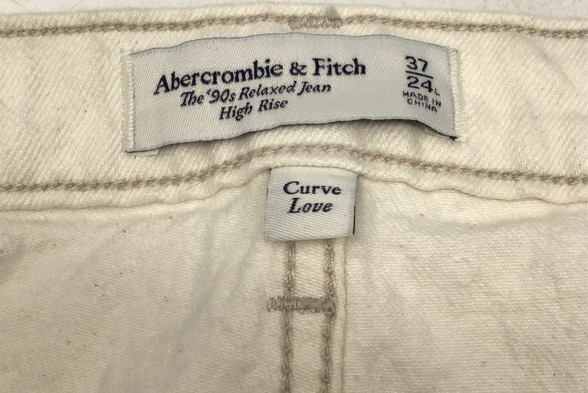 Abercrombie Women's White '90s Relaxed Curve Love High Rise Jeans 37 Long NWT