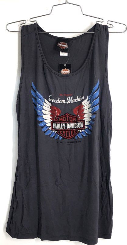 Harley-Davidson Spread Your Wings Freedom Machine Sleeveless Shirt Grey Sz L