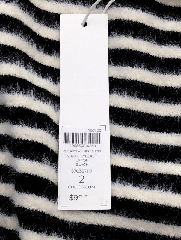 Chico&#39;s Striped Eyelash Hoodie - Size L