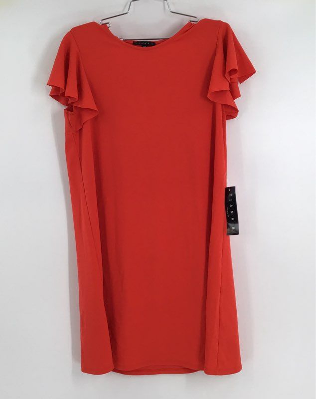 NWT Tiana B. Women&#39;s Orange Spring 2 Ruffle Sleeve Shift Dress - Size 12