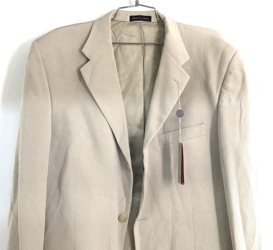 Pierre Cardin Men's Beige 100% Silk Textured Blazer Sport Coat Jacket NWT 42L