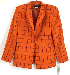 Harvé Benard Women's Orange Check Blazer - Size 14