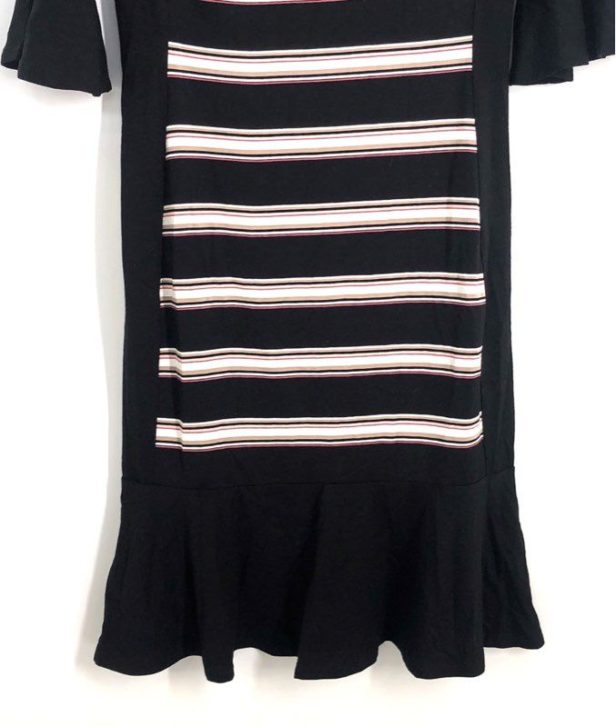 White House Black Market Women's Striped Bell Sleeve Flippy Hem Dress Sz 2 NWT